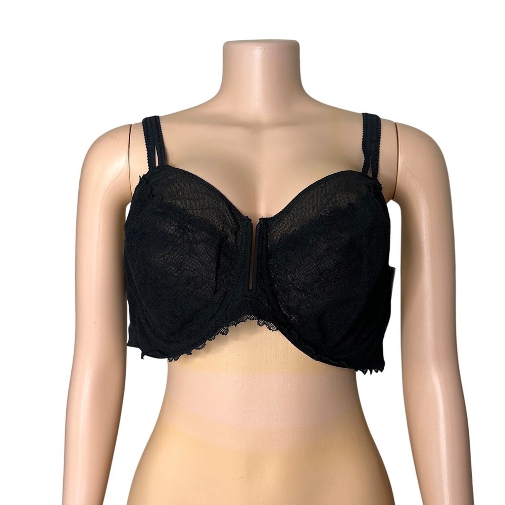 Auden Lace‎ Unlined Comfort Wire Balconette Bra Size 44DD Black